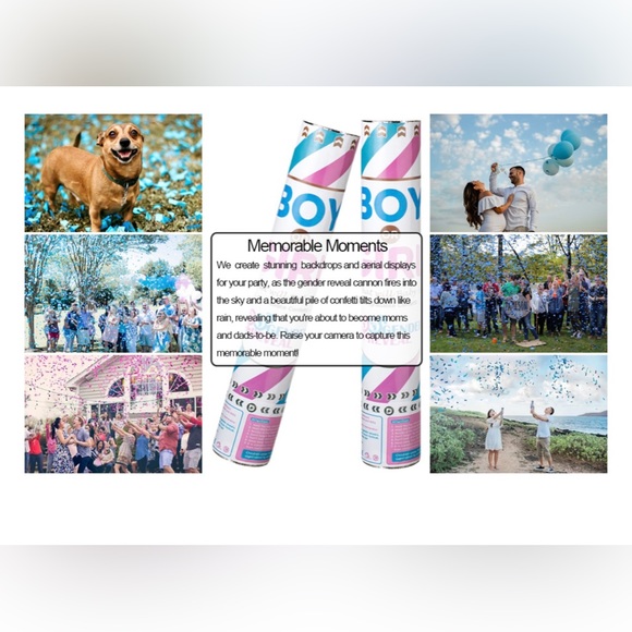 4 Gender Reveal Confetti Cannon in Pink - Picture 10 of 10